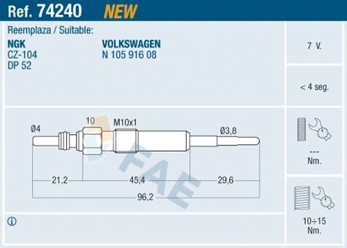 Glow Plug FAE 74240