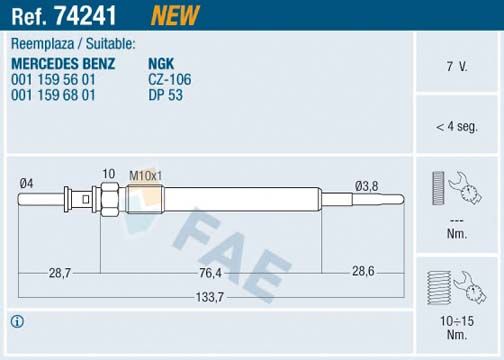 Vela de Incandescência FAE 74241