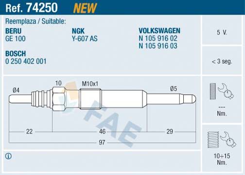 Glow Plug FAE 74250