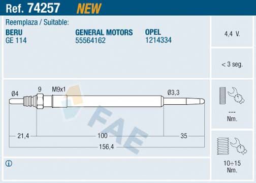 Glow Plug FAE 74257