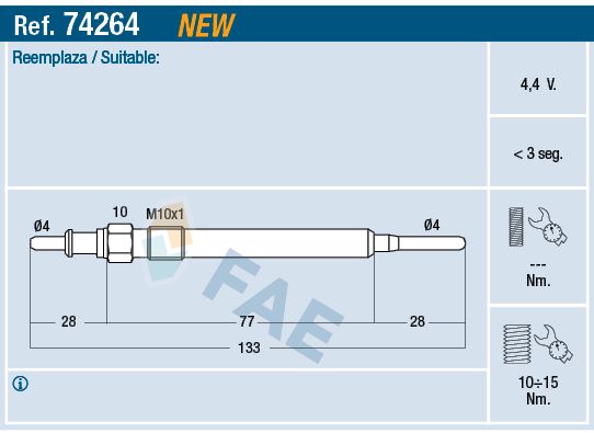 Свічка розжарювання FAE 74264