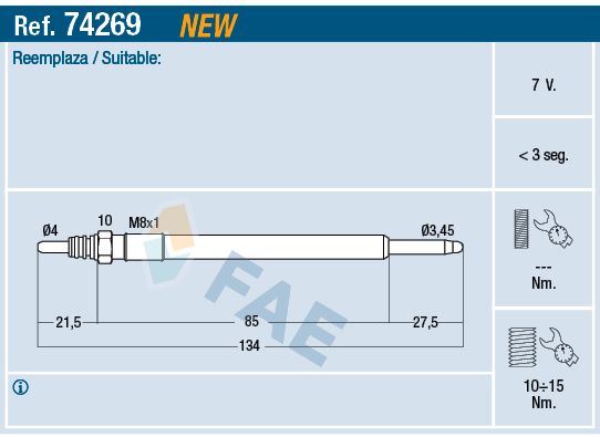 Свічка розжарювання FAE 74269