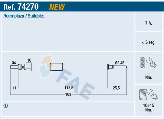 Свічка розжарювання FAE 74270