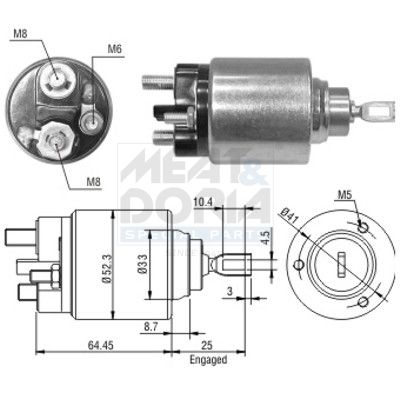 Solenoidinis jungiklis, starteris MEAT & DORIA 46043