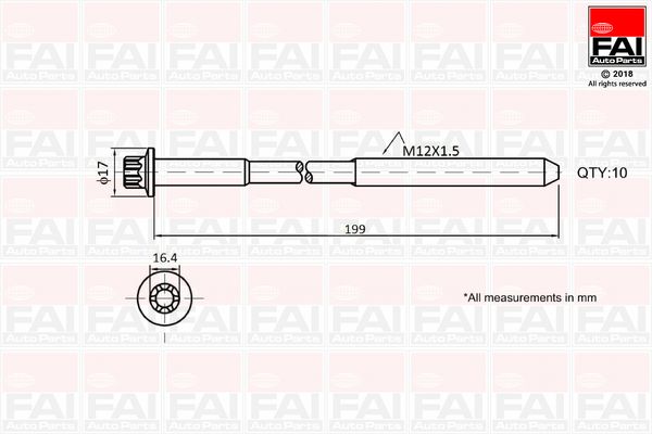 Комплект гвинтів голівки циліндра FAI AutoParts B1756