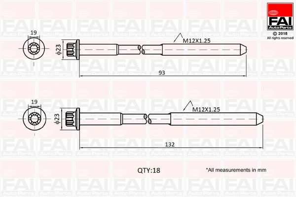 Комплект гвинтів голівки циліндра FAI AutoParts B2201