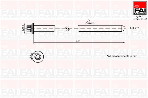 Комплект гвинтів голівки циліндра FAI AutoParts B292
