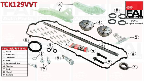 Paskirstymo grandinės komplektas FAI AutoParts TCK129VVT