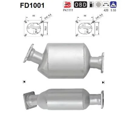 Suodžių / kietųjų dalelių filtras, išmetimo sistema AS FD1001