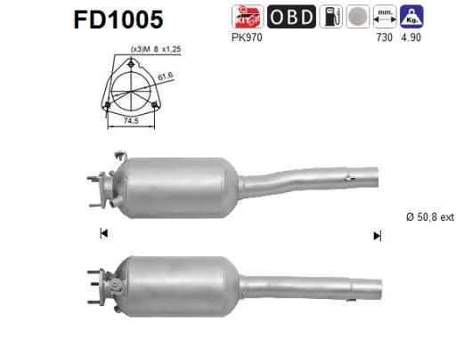 Suodžių / kietųjų dalelių filtras, išmetimo sistema AS FD1005