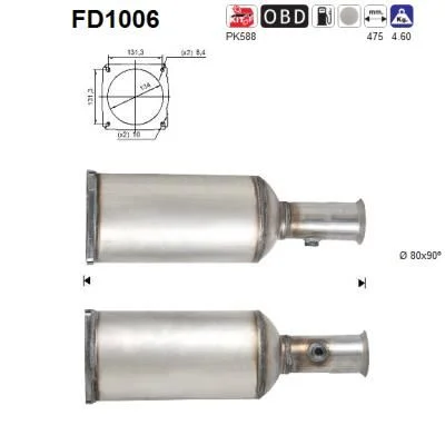 Suodžių / kietųjų dalelių filtras, išmetimo sistema AS FD1006