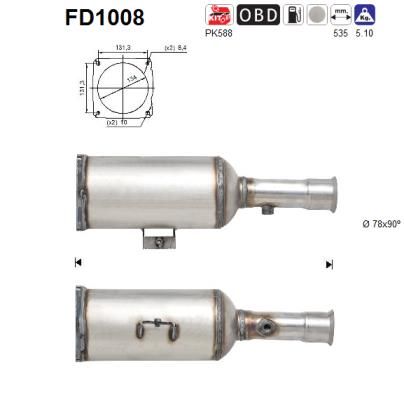 Suodžių / kietųjų dalelių filtras, išmetimo sistema AS FD1008