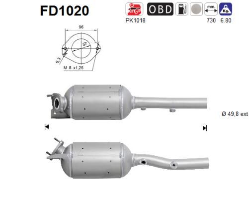 Suodžių / kietųjų dalelių filtras, išmetimo sistema AS FD1020