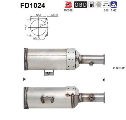 Suodžių / kietųjų dalelių filtras, išmetimo sistema AS FD1024