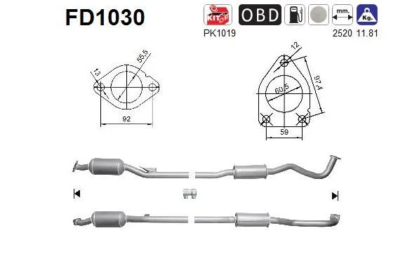 Suodžių / kietųjų dalelių filtras, išmetimo sistema AS FD1030