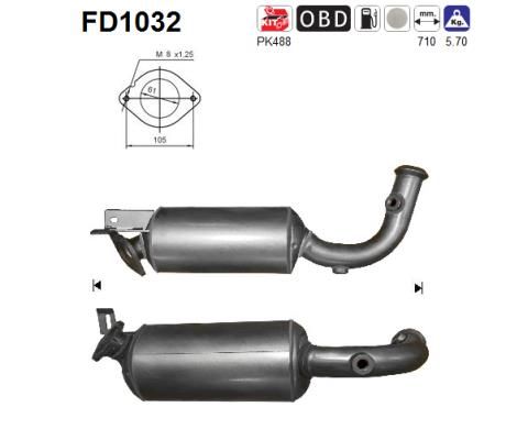 Suodžių / kietųjų dalelių filtras, išmetimo sistema AS FD1032