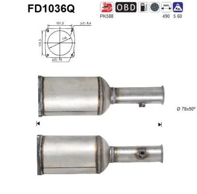 Suodžių / kietųjų dalelių filtras, išmetimo sistema AS FD1036Q