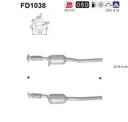 Suodžių / kietųjų dalelių filtras, išmetimo sistema AS FD1038