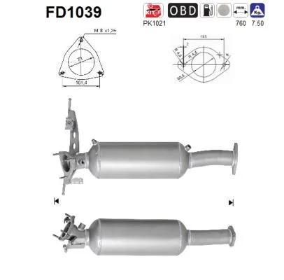 Suodžių / kietųjų dalelių filtras, išmetimo sistema AS FD1039