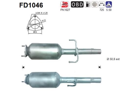 Suodžių / kietųjų dalelių filtras, išmetimo sistema AS FD1046