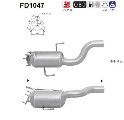 Suodžių / kietųjų dalelių filtras, išmetimo sistema AS FD1047