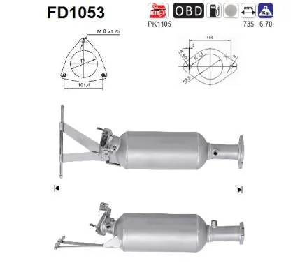 Suodžių / kietųjų dalelių filtras, išmetimo sistema as FD1053