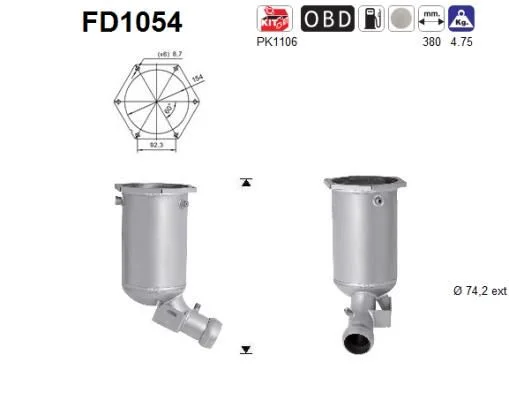 Suodžių / kietųjų dalelių filtras, išmetimo sistema AS FD1054