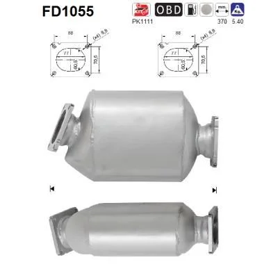 Suodžių / kietųjų dalelių filtras, išmetimo sistema AS FD1055