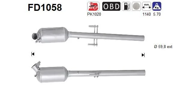 Suodžių / kietųjų dalelių filtras, išmetimo sistema AS FD1058