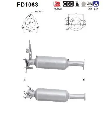 Suodžių / kietųjų dalelių filtras, išmetimo sistema AS FD1063
