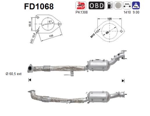 Filter čestica/čađe, ispušni sustav AS FD1068