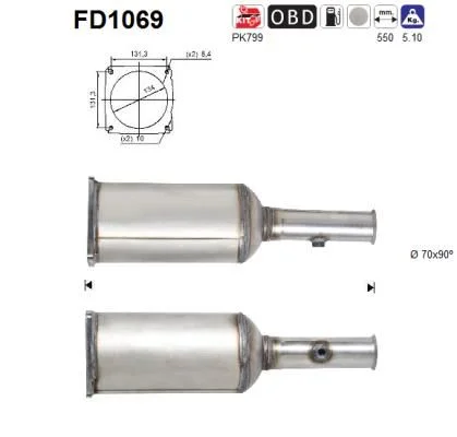 Suodžių / kietųjų dalelių filtras, išmetimo sistema AS FD1069