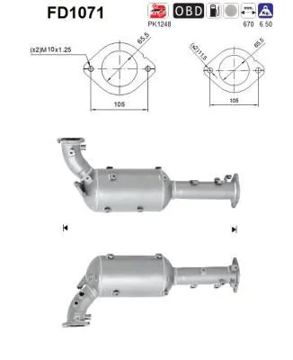 Suodžių / kietųjų dalelių filtras, išmetimo sistema AS FD1071