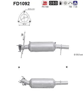 Suodžių / kietųjų dalelių filtras, išmetimo sistema AS FD1092