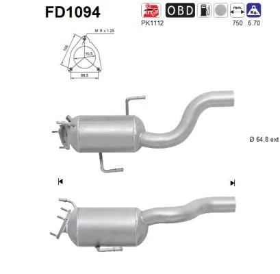 Suodžių / kietųjų dalelių filtras, išmetimo sistema AS FD1094