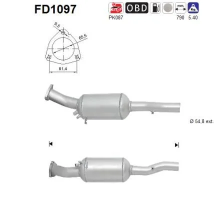 Suodžių / kietųjų dalelių filtras, išmetimo sistema AS FD1097