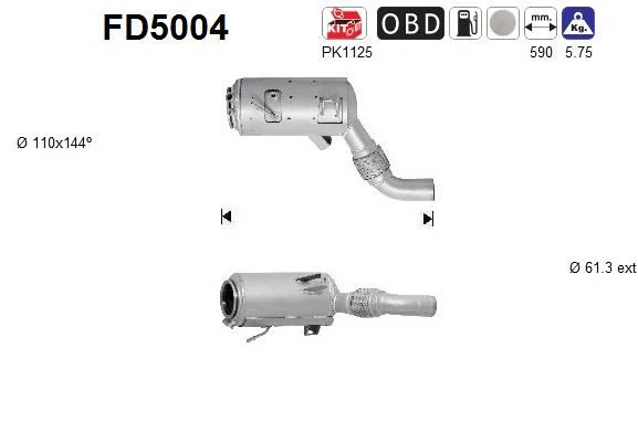 Suodžių / kietųjų dalelių filtras, išmetimo sistema as FD5004