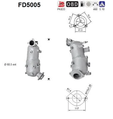 Suodžių / kietųjų dalelių filtras, išmetimo sistema AS FD5005