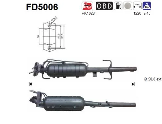 Suodžių / kietųjų dalelių filtras, išmetimo sistema AS FD5006