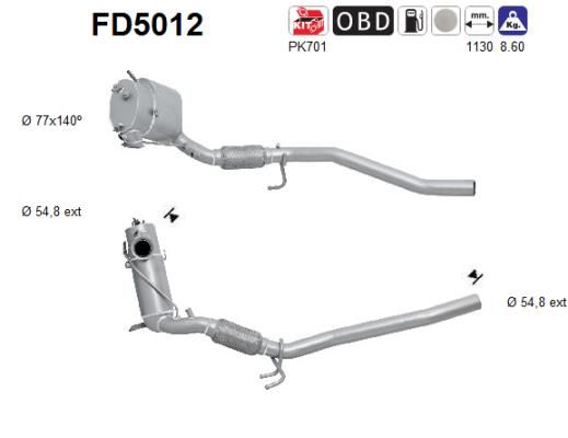 Suodžių / kietųjų dalelių filtras, išmetimo sistema AS FD5012