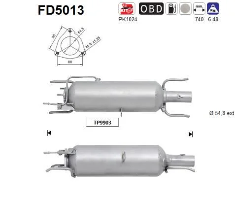 Suodžių / kietųjų dalelių filtras, išmetimo sistema AS FD5013