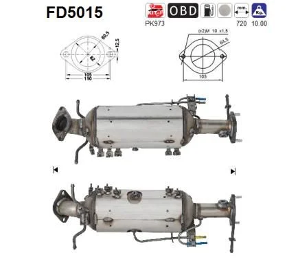 Suodžių / kietųjų dalelių filtras, išmetimo sistema AS FD5015
