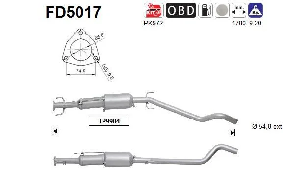 Suodžių / kietųjų dalelių filtras, išmetimo sistema AS FD5017