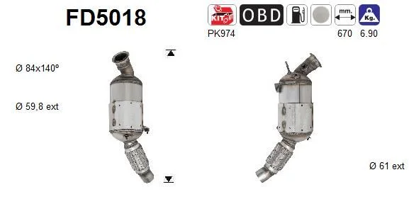 Suodžių / kietųjų dalelių filtras, išmetimo sistema AS FD5018