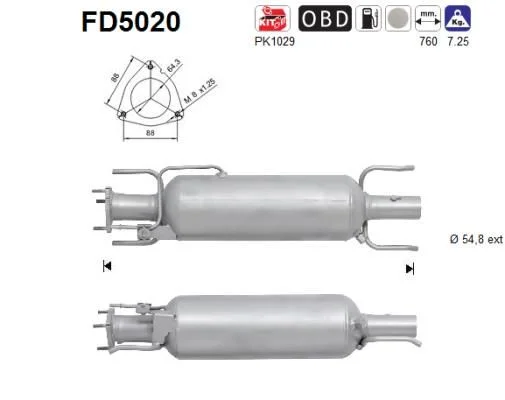 Suodžių / kietųjų dalelių filtras, išmetimo sistema AS FD5020