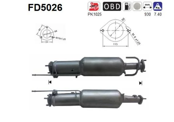 Suodžių / kietųjų dalelių filtras, išmetimo sistema AS FD5026