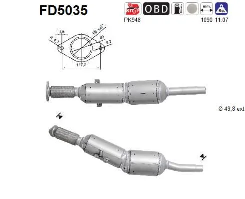 Suodžių / kietųjų dalelių filtras, išmetimo sistema AS FD5035