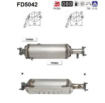 Suodžių / kietųjų dalelių filtras, išmetimo sistema AS FD5042