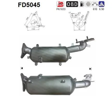 Suodžių / kietųjų dalelių filtras, išmetimo sistema AS FD5045