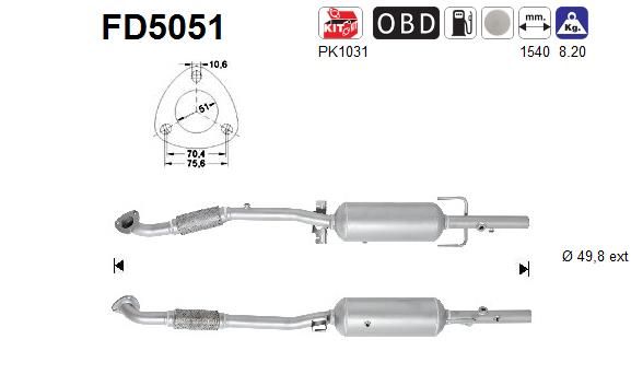 Filter čestica/čađe, ispušni sustav AS FD5051